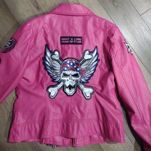 ONE OF A KIND pink faux leather jacket